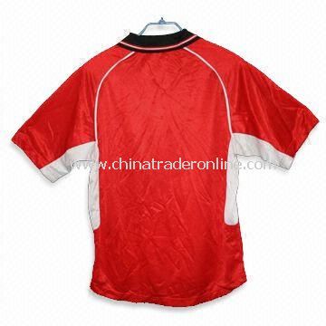 Red Color Soccer Jersey with Reinforced Stitching on Shoulders, Customized Designs are Accepted