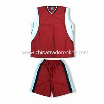 Red/White Basketball Jersey with Dry Fit Function, Customized Designs are Accepted from China