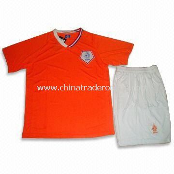 Soccer Jersey in Red Color, Made of 100% Polyester, Customized Designs are Accepted from China