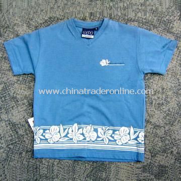 100% Cotton T-shirt with Printed Flowers for Children