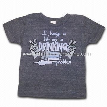 Black T-shirt for Children, Made of 100% Cotton, Customized Designs, Fabrics, and Logos are Welcome from China