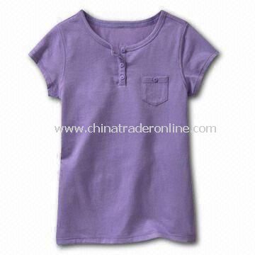 Childrens Cotton T-shirt in Violet, Customized Logos, Fabrics, and Designs are Accepted