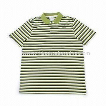 Childrens Polo T-shirt with Stripes, Made of 100% Cotton, Available in Various Colors and Sizes from China