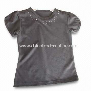 Childrens T-shirt, Made of Cotton, Available in Gray, Weighs 200gsm