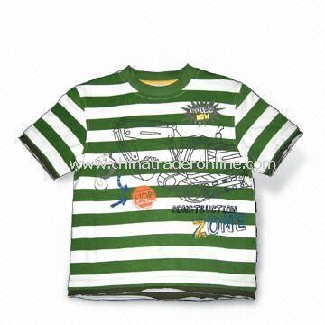 Childrens T-shirt with Print, Made of 100% Cotton, Available in Various Sizes, SGS Tested from China