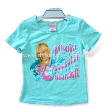 Childrens T-shirt with Print, Made of 100% Cotton, SGS Tested, Available in Various Sizes from China