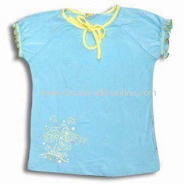 Girls T-shirt with Short-sleeve, Customized Designs and Samples are Accepted