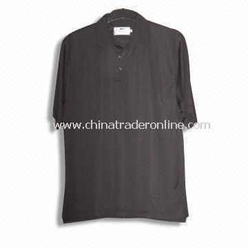 Short-sleeved Mens Golf T-shirt, Made of 100% Polyester Top Cool Honeycomb Fabric