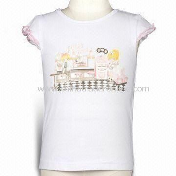 Toddler Girls T-shirt with Printing, Available in Various Colors, Made of Cotton/Elastane Jersey from China