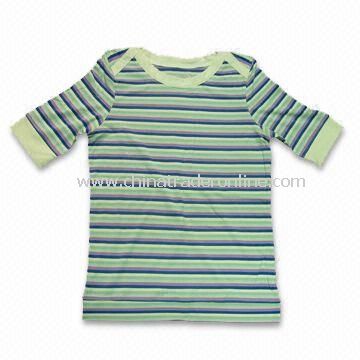 Ladys Short Sleeves T-shirt, Made of 65% Bamboo, 30% Cotton and 5% Spandex