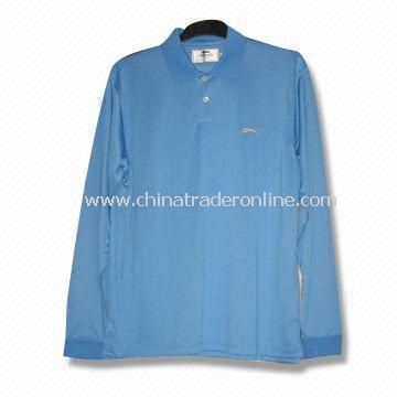 Long-sleeved Mens Golf T-shirt with 2XS to 6XL Size Range and Sewn Decoration