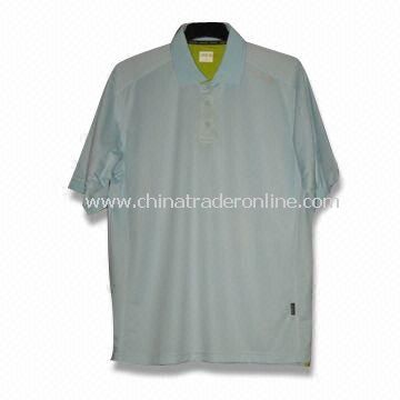 Short-sleeved Mens Golf T-shirt, Made of 100% Cotton Super Soft Pique Fabric from China