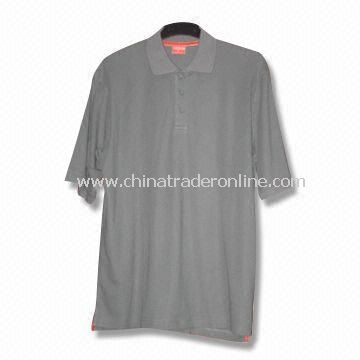 Short-sleeved Mens Golf T-shirt, Made of 100% Cotton with Functional Fabric in Dry Fit