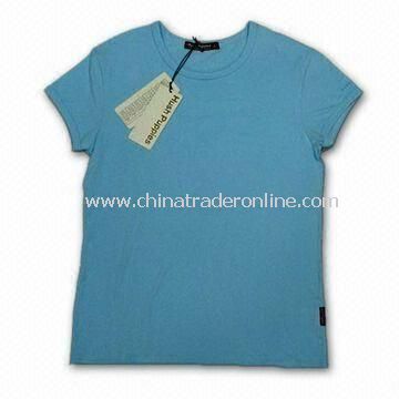 Womens Short-sleeve T-shirt, Made of 50% Cotton and 50% Viscose Knit Jersey from China