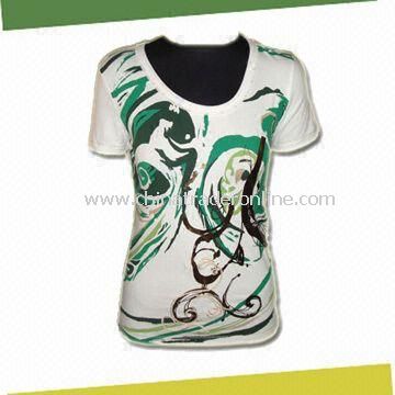 Womens Short Sleeve T-shirt, Made of 95% Cotton and 5% Elathane in 180g/sm from China