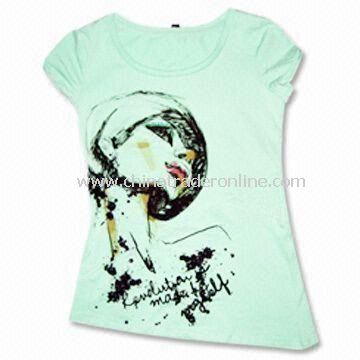100% Cotton Jersey Womens T-shirt, Fashionable, Sublimation Print, Soft Wash