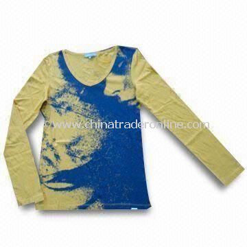 Fashionable Womens T-shirt, Made of Cotton, Can Put Various Prints on Chest