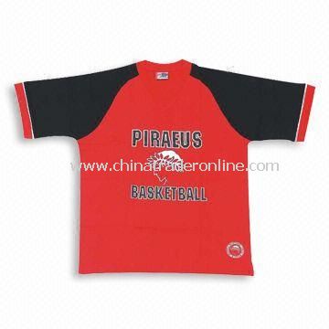 Jersey T-shirt with Printed Logos, Made of 100% Cotton