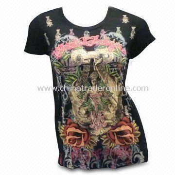 Printed Womens T-shirt, Measures 58 x 46 x 38cm, Available in Black Color