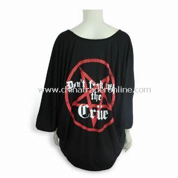 Promotional Womens T-shirt with Printed Graphics, Made of 100% Combed Cotton and Jersey from China