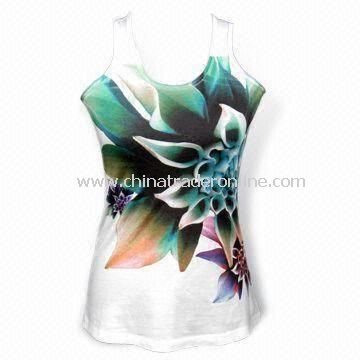 Short Sleeves Womens T-shirt with Sublimation Print, Super Soft, Made of Polyester and Cotton from China