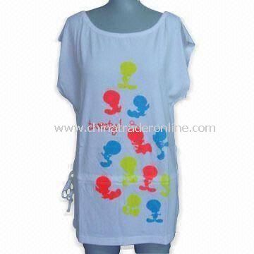 T-shirt for Women and Girls, Available in Various Designs and Prints, Made of 100% Cotton from China