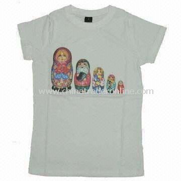 Womens Cotton T-shirt with Printed Logo Designs on Front