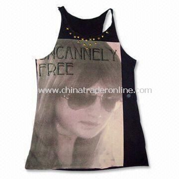 Womens Fashionable T-shirt, Sublimation Printed, Made of 100% Cotton Jersey from China