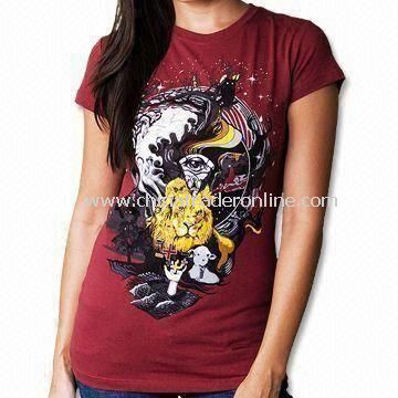 Womens Knitted T-shirt in Various Colors, Printing or Embroidery Logo, Made of 100% Cotton