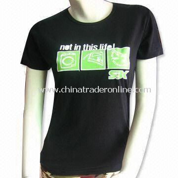 Womens Knitted T-shirt with Water Printing, Customized Designs and Logos are Accepted from China