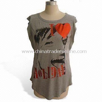 Womens Rayon Printed T-shirt, Made of 100% Cotton from China