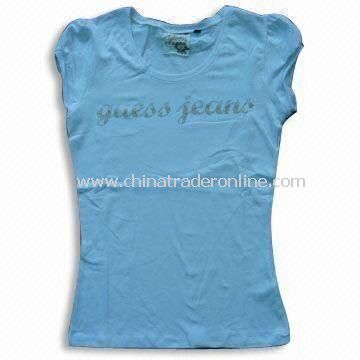 Womens T-shirt, Various Water/Rubber Print on Chest, Fashionable Design