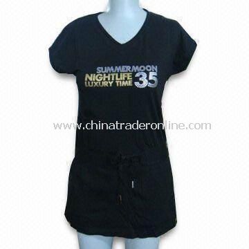 Womens T-shirt with Printing, Suitable for Girls, Made of 48% Modal/47% Cotton/5% Spandex