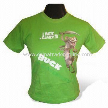 Womens T-shirt with Screen Printing, Made of 100% Cotton, Customized Sizes are Accepted from China