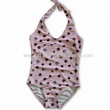 Childrens Swimsuit with Ladybug Print and Highly Elastic