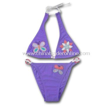 Childrens Swimwear with Appliques Embroidery, Made of 80% Polyamide and 20% Elastane from China