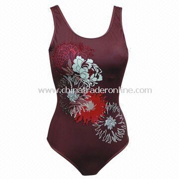 Highly Elastic Ladies Swimsuit with Printing and Embroidery, Made of Polyamide, Elastane