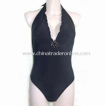 Ladies Swimwear with V-shape Collar, Made of 80% Polyamide and 20% Elastane, Water-Resistant from China
