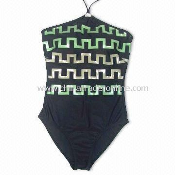 Ladies Swimwear without Neck Tie, Made of 80% Polyamide and 20% Elastane, Water-Resistant