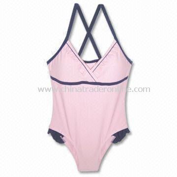 One-piece 82% Nylon and 18% Spandex Swimwear, Available in Pink from China