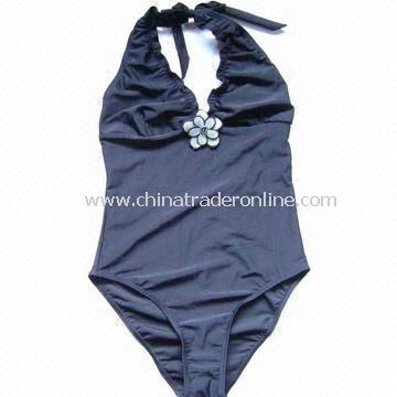 Womens Swimsuit with Applique Flower, Made of 80% Polyamide and 20% Elastane from China