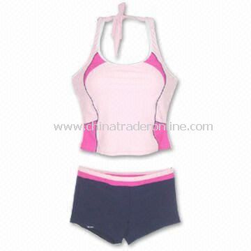 Womens two-piece Sports Swimwear, Made of 82% Nylon and 18% Spandex from China