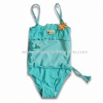 Childrens Swimwear with Embroidery at Chest and Belt with Waist from China