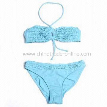 Comfortable Childrens Swimwear with Gathering Frill on Top and Panty from China