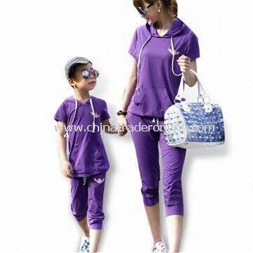 Jogging Suits with Short Sleeve, Made of 100% Cotton, Suitable for Girls from China