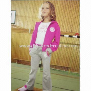 Kids Jogging Suit with Rib Cuffs and Lined Hood