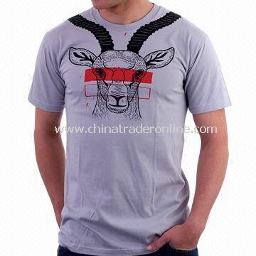 100% Cotton Mens Knitted T-shirt with Short Sleeves, Fashionable from China