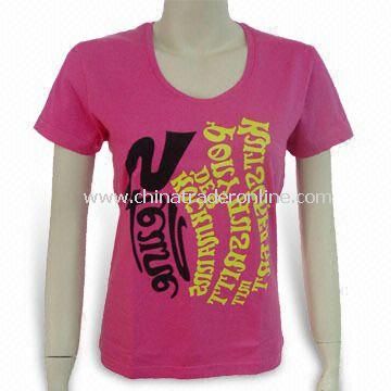180gsm Womens 100% Cotton T-shirt with Round Neck, Different Sizes and Colors are Available