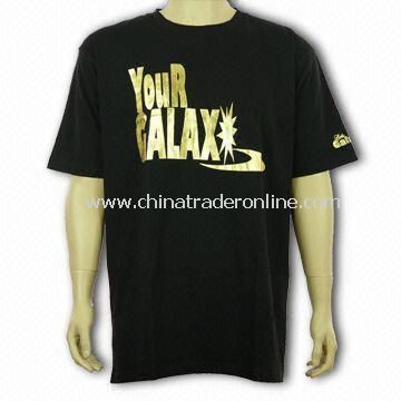 Black Mens Cotton T-shirt with Reactive Dying from China