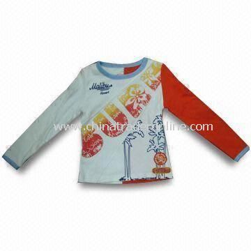 Childrens 100% Cotton T-shirt in Various Colors, Customized Requirements are Accepted from China